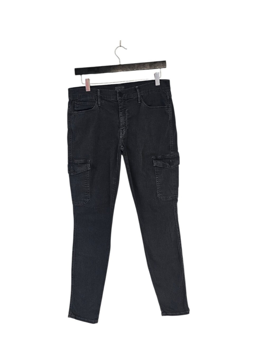 MOTHER Charmer Cargo Mid Rise Skinny Black Not Really The Outdoor Type Jeans 30